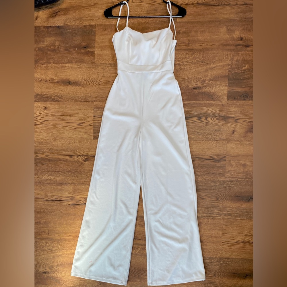 Windsor White Wide-Leg Jumpsuit with Spaghetti Straps